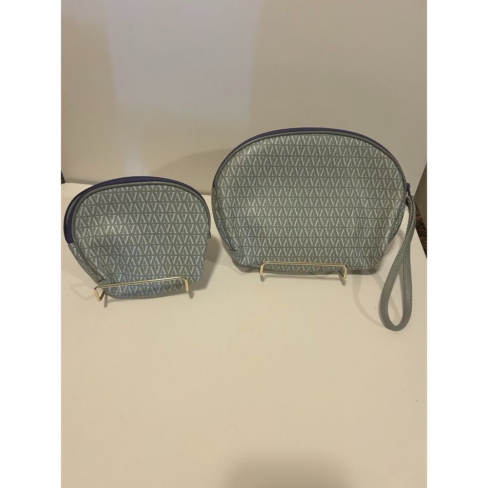 Vintage Avon Gray Patterned Women's Bag Set, toiletry bag set of 2